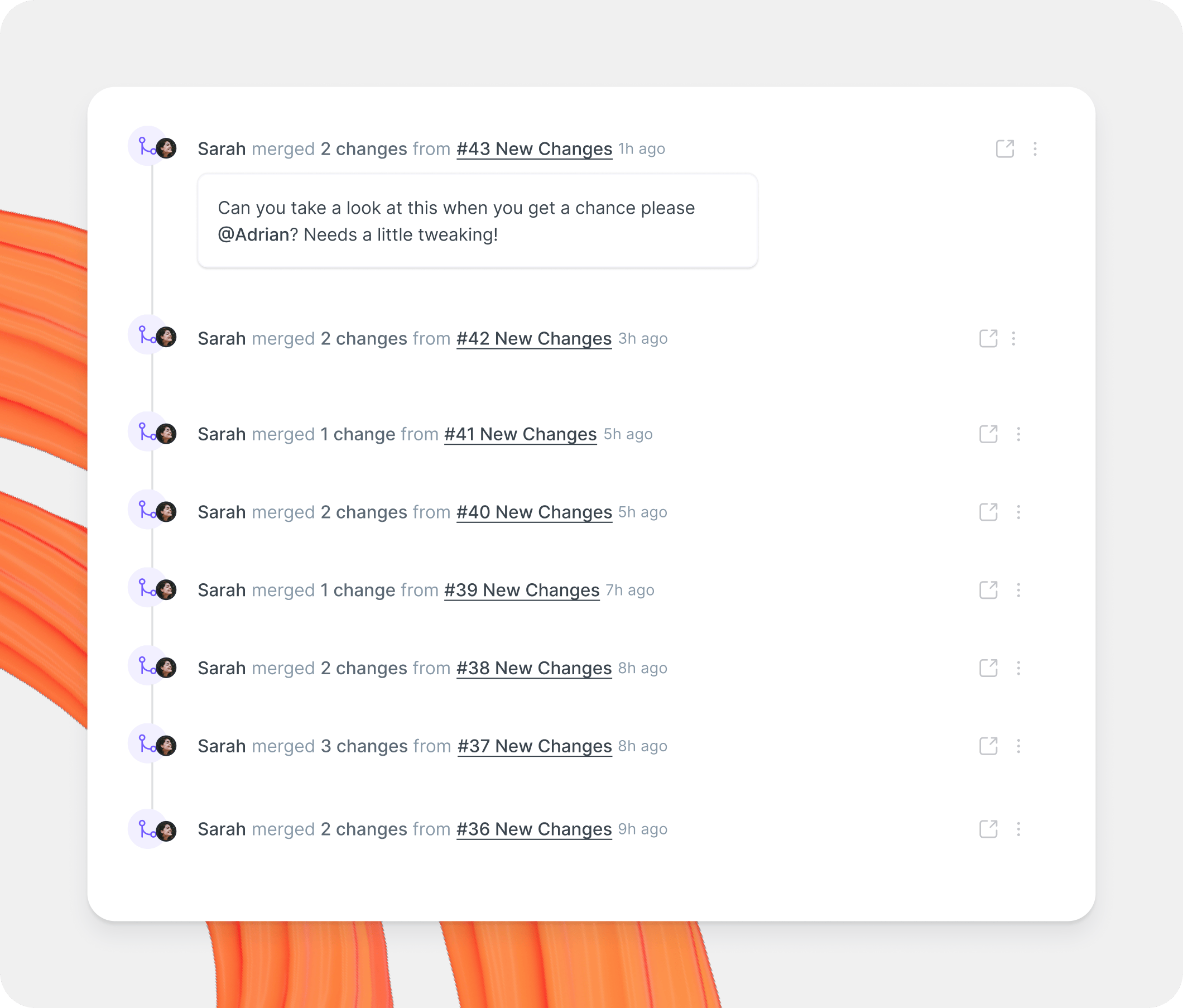 A GitBook screenshot showing the change requests panel